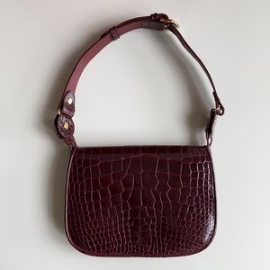 Cartier Vintage Must de Cartier Red Burgundy Crocodile Leather Bag.